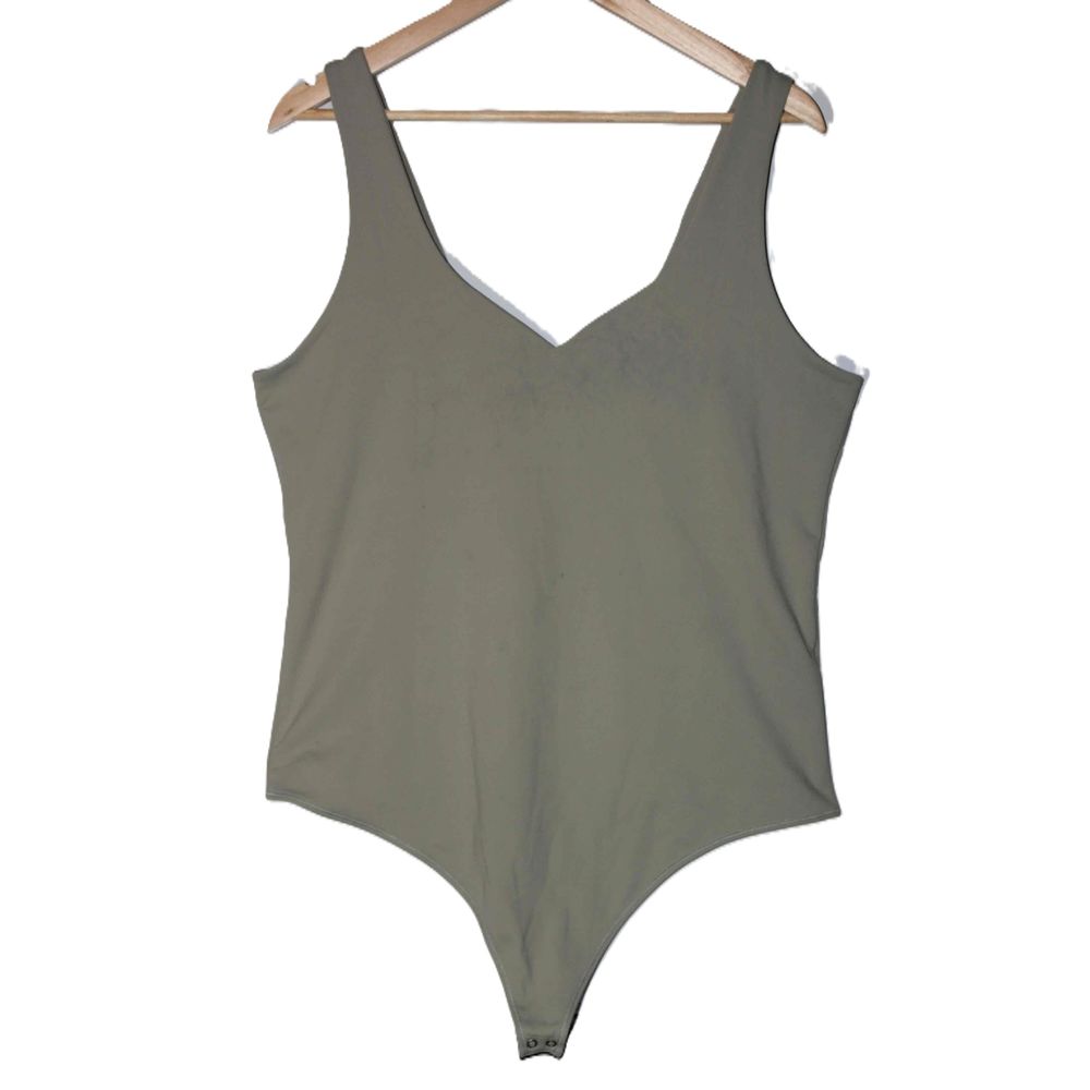 Womens Abercrombie & Fitch Soft A&F Collection Green V-Neck Bodysuit Top Size XL